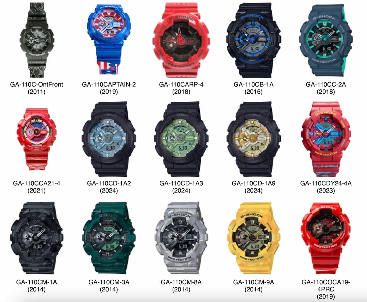 G-Shock GA-110 в различных цветовых вариациях